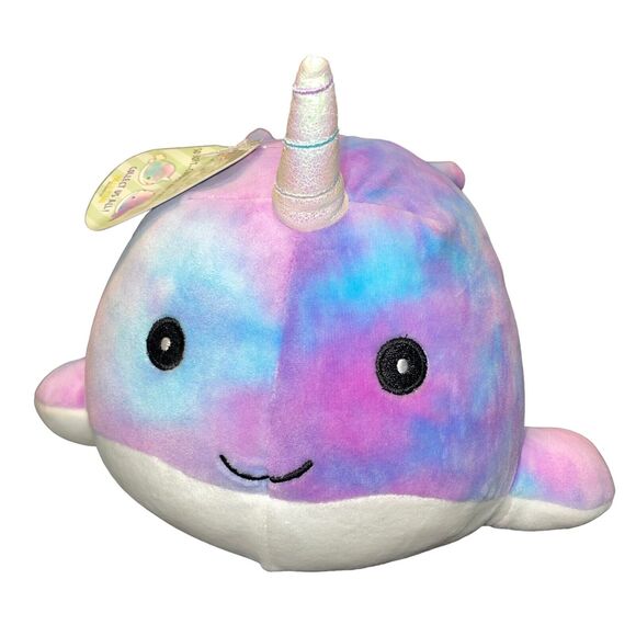 Squishmallows Plush Whale Narwhal Pillow Stuffed Animal Tie Dye Nursery Gift 12” - Picture 10 of 11